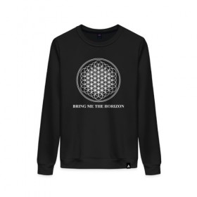 Женский свитшот хлопок с принтом BRING ME THE HORIZON в Петрозаводске, 100% хлопок | прямой крой, круглый вырез, на манжетах и по низу широкая трикотажная резинка  | bmth | bring me the horizon