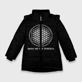 Зимняя куртка для девочек 3D с принтом BRING ME THE HORIZON в Петрозаводске, ткань верха — 100% полиэстер; подклад — 100% полиэстер, утеплитель — 100% полиэстер. | длина ниже бедра, удлиненная спинка, воротник стойка и отстегивающийся капюшон. Есть боковые карманы с листочкой на кнопках, утяжки по низу изделия и внутренний карман на молнии. 

Предусмотрены светоотражающий принт на спинке, радужный светоотражающий элемент на пуллере молнии и на резинке для утяжки. | bmth | bring me the horizon