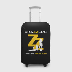 Чехол для чемодана 3D с принтом Brazzers Casting-producer в Петрозаводске, 86% полиэфир, 14% спандекс | двустороннее нанесение принта, прорези для ручек и колес | adults | brazzers | casting | girls | inscription | logo | movies | producer | silhouette | studio | девушки | кастинг | логотип | надпись | продюсер | силуэт | студия | фильмы