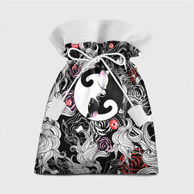 Подарочный 3D мешок с принтом Инь-Янь Котики в Петрозаводске, 100% полиэстер | Размер: 29*39 см | Тематика изображения на принте: домашние животные | животные | инь янь | котики | милость | растение | цветы