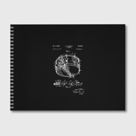 Альбом для рисования с принтом Patent - snare drum в Петрозаводске, 100% бумага
 | матовая бумага, плотность 200 мг. | Тематика изображения на принте: patent | барабан | идея | история | музыка | патент | разработка | чертеж | чертежи