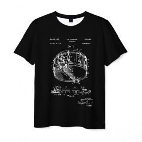 Мужская футболка 3D с принтом Patent - snare drum в Петрозаводске, 100% полиэфир | прямой крой, круглый вырез горловины, длина до линии бедер | patent | барабан | идея | история | музыка | патент | разработка | чертеж | чертежи