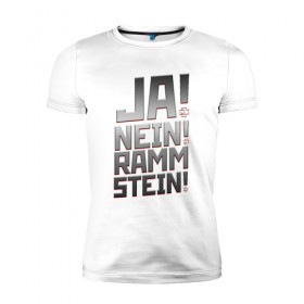 Мужская футболка премиум с принтом RAMMSTEIN (НА СПИНЕ) в Петрозаводске, 92% хлопок, 8% лайкра | приталенный силуэт, круглый вырез ворота, длина до линии бедра, короткий рукав | rammstein | рамштайн