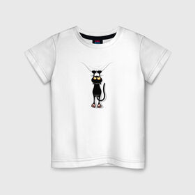 Детская футболка хлопок с принтом Кот Повис в Петрозаводске, 100% хлопок | круглый вырез горловины, полуприлегающий силуэт, длина до линии бедер | домашнее животное | животное | кот | котенок