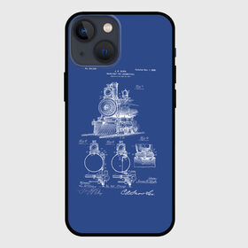 Чехол для iPhone 13 mini с принтом Locomotives в Петрозаводске,  |  | patent | дорога | жд | железная | идея | история | локомотив | паровоз | патент | поезд | поезда | путешествие | путь | разработка | чертеж | чертежи