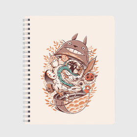 Тетрадь с принтом My Neighbor Totoro в Петрозаводске, 100% бумага | 48 листов, плотность листов — 60 г/м2, плотность картонной обложки — 250 г/м2. Листы скреплены сбоку удобной пружинной спиралью. Уголки страниц и обложки скругленные. Цвет линий — светло-серый
 | Тематика изображения на принте: anime | forest | meme | my neighbor | protectors | tokyo | totoro | аниме | гибли | иероглиф | манга | миядзаки | мой сосед | стиль | тоторо | фентези | хаяо | япония