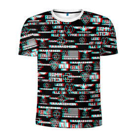 Мужская футболка 3D спортивная с принтом RAMMSTEIN GLITCH в Петрозаводске, 100% полиэстер с улучшенными характеристиками | приталенный силуэт, круглая горловина, широкие плечи, сужается к линии бедра | 