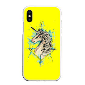 Чехол для iPhone XS Max матовый с принтом Единорог Yellow Unicorn в Петрозаводске, Силикон | Область печати: задняя сторона чехла, без боковых панелей | unicorn | yellow unicorn | единорог | единорожки | животные | лошади