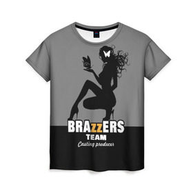 Женская футболка 3D с принтом Brazzers team Casting-producer в Петрозаводске, 100% полиэфир ( синтетическое хлопкоподобное полотно) | прямой крой, круглый вырез горловины, длина до линии бедер | adults | brazzers | butterflies | casting | girl | inscription | logo | movies | producer | silhouette | studio | team | бабочки | братья | девушка | кастинг | логотип | надпись | продюсер | силуэт | студия | фильмы