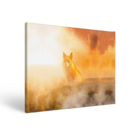 Холст прямоугольный с принтом Лисичка в тумане в Петрозаводске, 100% ПВХ |  | animals | forest | fox | арт | животное | лес | лиса | лисичка | облака | рисунок | рыжая лиса | туман