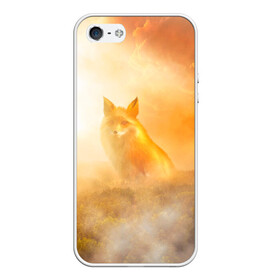 Чехол для iPhone 5/5S матовый с принтом Лисичка в тумане в Петрозаводске, Силикон | Область печати: задняя сторона чехла, без боковых панелей | Тематика изображения на принте: animals | forest | fox | арт | животное | лес | лиса | лисичка | облака | рисунок | рыжая лиса | туман