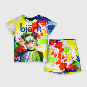 Детский костюм с шортами 3D с принтом Bjork в Петрозаводске,  |  | art pop | avant garde | biork | bjork | electronica | experimental | авантгард | арт поп | бьёрк | бьйорк | бьорк | вокал | краски | радуга | цвета | электронтка