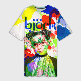 Платье-футболка 3D с принтом Bjork в Петрозаводске,  |  | art pop | avant garde | biork | bjork | electronica | experimental | авантгард | арт поп | бьёрк | бьйорк | бьорк | вокал | краски | радуга | цвета | электронтка