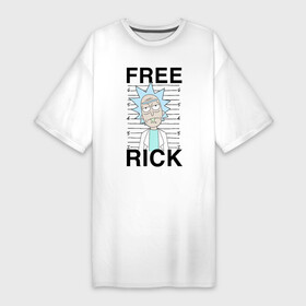 Платье-футболка хлопок с принтом Free Rick в Петрозаводске,  |  | c 137 | morty | morty smith | portal | rick | rick and morty | rick sanchez | sanchez | smith | морти | морти смит | портал | рик | рик и морти | рик санчез | санчез | смит