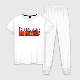Женская пижама хлопок с принтом Hunter x Hunter в Петрозаводске, 100% хлопок | брюки и футболка прямого кроя, без карманов, на брюках мягкая резинка на поясе и по низу штанин | gone | hunter x hunter | hunterxhunter | killua | гон | хантер х хантер