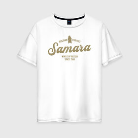 Женская футболка хлопок Oversize с принтом Самара в Петрозаводске, 100% хлопок | свободный крой, круглый ворот, спущенный рукав, длина до линии бедер
 | самара