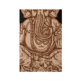 Обложка для паспорта матовая кожа с принтом Ганеш в Петрозаводске, натуральная матовая кожа | размер 19,3 х 13,7 см; прозрачные пластиковые крепления | Тематика изображения на принте: бог. индуизм | буддизм | ганеш | ганеша | индия | кришна | мифология | оберег | ом | слон | талисман