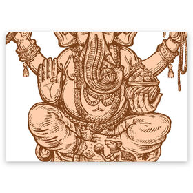 Поздравительная открытка с принтом Ганеш в Петрозаводске, 100% бумага | плотность бумаги 280 г/м2, матовая, на обратной стороне линовка и место для марки
 | бог. индуизм | буддизм | ганеш | ганеша | индия | кришна | мифология | оберег | ом | слон | талисман