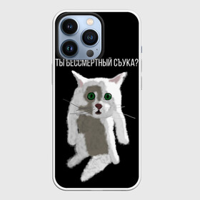 Чехол для iPhone 13 Pro с принтом Кот Гопник в Петрозаводске,  |  | Тематика изображения на принте: cat | гопник | злой кот | интернет приколы | кот | котик | кошак | мем | мемы | надпись | рисунок