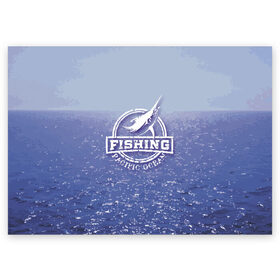 Поздравительная открытка с принтом Тихий океан в Петрозаводске, 100% бумага | плотность бумаги 280 г/м2, матовая, на обратной стороне линовка и место для марки
 | fish | fishing | marlin | pacific ocean | марлин | рыба | рыбалка | тихий океан