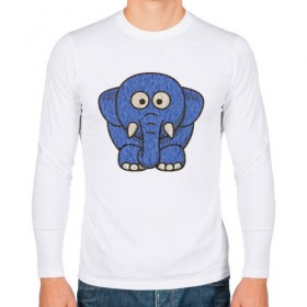 Мужской лонгслив хлопок с принтом Голубой слоник в Петрозаводске, 100% хлопок |  | Тематика изображения на принте: животные | мамонт | маугли | персонаж | природа | слон | слоник