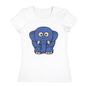 Женская футболка хлопок с принтом Голубой слоник в Петрозаводске, 100% хлопок | прямой крой, круглый вырез горловины, длина до линии бедер, слегка спущенное плечо | животные | мамонт | маугли | персонаж | природа | слон | слоник