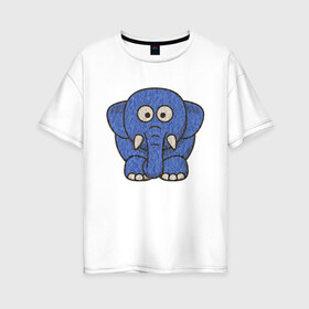Женская футболка хлопок Oversize с принтом Голубой слоник в Петрозаводске, 100% хлопок | свободный крой, круглый ворот, спущенный рукав, длина до линии бедер
 | животные | мамонт | маугли | персонаж | природа | слон | слоник