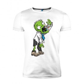 Мужская футболка премиум с принтом Больной зомби в Петрозаводске, 92% хлопок, 8% лайкра | приталенный силуэт, круглый вырез ворота, длина до линии бедра, короткий рукав | апокалипсис | больной | зеленый зомби | зомби | постапокалипсис | уставший зомби