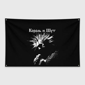 Флаг-баннер с принтом Король и Шут + Анархия (спина) в Петрозаводске, 100% полиэстер | размер 67 х 109 см, плотность ткани — 95 г/м2; по краям флага есть четыре люверса для крепления | Тематика изображения на принте: киш | король и шут | михаил горшенев
