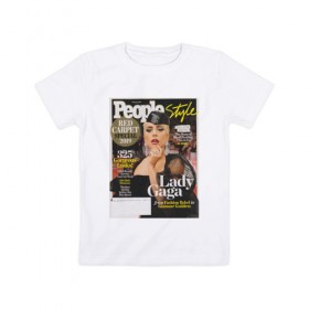 Детская футболка хлопок с принтом Lady GAGA в Петрозаводске, 100% хлопок | круглый вырез горловины, полуприлегающий силуэт, длина до линии бедер | lady gaga | знаменитости | леди гага | музыка | поп
