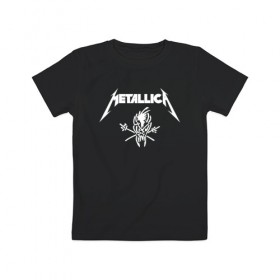 Детская футболка хлопок с принтом METALLICA в Петрозаводске, 100% хлопок | круглый вырез горловины, полуприлегающий силуэт, длина до линии бедер | Тематика изображения на принте: metallica | metallica logo | rock | метал группа | металл | металлика логотип | музыка | рок | трэш метал | хеви метал