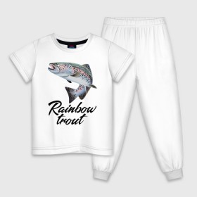 Детская пижама хлопок с принтом Радужная форель в Петрозаводске, 100% хлопок |  брюки и футболка прямого кроя, без карманов, на брюках мягкая резинка на поясе и по низу штанин
 | 