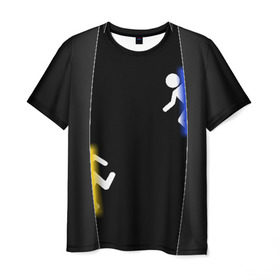 Мужская футболка 3D с принтом Portal в Петрозаводске, 100% полиэфир | прямой крой, круглый вырез горловины, длина до линии бедер | half life | головоломка | портал | телепорт