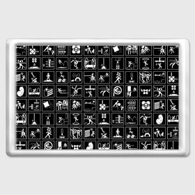 Магнит 45*70 с принтом Portal icons в Петрозаводске, Пластик | Размер: 78*52 мм; Размер печати: 70*45 | half life | головоломка | иконки | пиктограммы | портал | телепорт