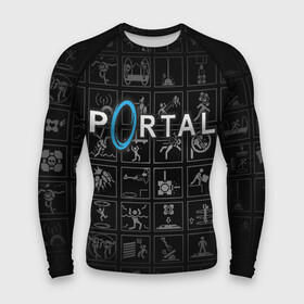 Мужской рашгард 3D с принтом Portal icons в Петрозаводске,  |  | half life | головоломка | иконки | пиктограммы | портал | телепорт