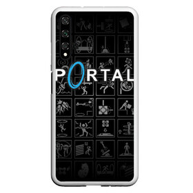 Чехол для Honor 20 с принтом Portal icons в Петрозаводске, Силикон | Область печати: задняя сторона чехла, без боковых панелей | half life | головоломка | иконки | пиктограммы | портал | телепорт