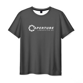 Мужская футболка 3D с принтом APERTURE lab. в Петрозаводске, 100% полиэфир | прямой крой, круглый вырез горловины, длина до линии бедер | Тематика изображения на принте: aperture | aperture science innovators | game | portal | portal 2
