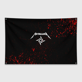 Флаг-баннер с принтом METALLICA в Петрозаводске, 100% полиэстер | размер 67 х 109 см, плотность ткани — 95 г/м2; по краям флага есть четыре люверса для крепления | metallica | металлика