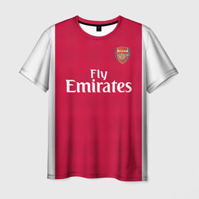 Мужская футболка 3D с принтом Arsenal home 19-20 в Петрозаводске, 100% полиэфир | прямой крой, круглый вырез горловины, длина до линии бедер | arsenal | aubameyang | champions league | england | англия | арсенал | лига чемпионов | лондон | обамеянг | премьер лига