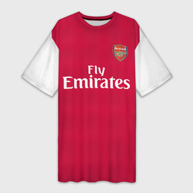 Платье-футболка 3D с принтом Arsenal home 19 20 в Петрозаводске,  |  | arsenal | aubameyang | champions league | england | англия | арсенал | лига чемпионов | лондон | обамеянг | премьер лига
