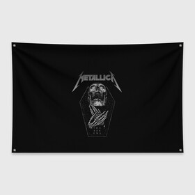 Флаг-баннер с принтом Metallica в Петрозаводске, 100% полиэстер | размер 67 х 109 см, плотность ткани — 95 г/м2; по краям флага есть четыре люверса для крепления | metalica | metallica | группа | джеймс хэтфилд | кирк хэмметт | ларс ульрих | метал | металика | металлика | миталика | музыка | роберт трухильо | рок | трэш | трэшметал | хард | хеви