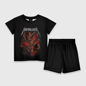 Детский костюм с шортами 3D с принтом Metallica в Петрозаводске,  |  | metalica | metallica | группа | джеймс хэтфилд | кирк хэмметт | ларс ульрих | метал | металика | металлика | миталика | музыка | роберт трухильо | рок | трэш | трэшметал | хард | хеви