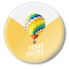 Значок с принтом BTS Young Forever в Петрозаводске,  металл | круглая форма, металлическая застежка в виде булавки | balloon | bangtan boys | beyond the scene | boyband | boys | bts | chin | chonguk | edm | emblem | hip hop | jimin | jj hope | k pop | logo | rb | rm | shuga | south korean | wee | бойбенд | ви | воздушный шар | джей хоуп | логотип | мальчики | сюга