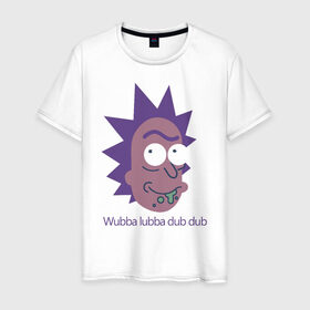 Мужская футболка хлопок с принтом Wubba lubba dub dub в Петрозаводске, 100% хлопок | прямой крой, круглый вырез горловины, длина до линии бедер, слегка спущенное плечо. | Тематика изображения на принте: c 137 | morty | morty smith | portal | rick | rick and morty | rick sanchez | sanchez | smith | морти | морти смит | портал | рик | рик и морти | рик санчез | санчез | смит