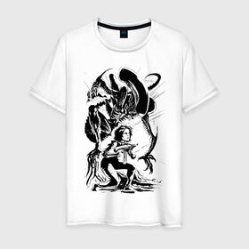 Мужская футболка хлопок с принтом Элен Рипли в Петрозаводске, 100% хлопок | прямой крой, круглый вырез горловины, длина до линии бедер, слегка спущенное плечо. | alien | анимэ | ксеноморф | манга | рипли | чужие | чужой | эскиз