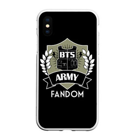 Чехол для iPhone XS Max матовый с принтом BTS Army Fandom в Петрозаводске, Силикон | Область печати: задняя сторона чехла, без боковых панелей | army | bangtan boys | beyond the scene | boys | bts | chin | edm | emblem | fandom | fans | hieroglyphs | hip hop | jimin | k pop | logo | rainbow | rb | rm | south korean | армия | бойбенд | ви | джей хоуп | иероглифы | логотип | мальчики | радуга 