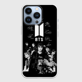 Чехол для iPhone 13 Pro с принтом BTS в Петрозаводске,  |  | Тематика изображения на принте: autographs | bangtan boys | beyond the scene | boyband | boys | bts | chin | chonguk | edm | emblem | hip hop | jimin | jj hope | k pop | logo | rb | rm | shuga | south korean | wee | автографы | бойбенд | ви | джей хоуп | логотип | мальчики | сюга 