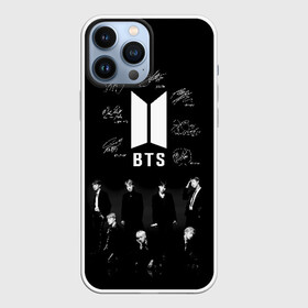 Чехол для iPhone 13 Pro Max с принтом BTS в Петрозаводске,  |  | Тематика изображения на принте: autographs | bangtan boys | beyond the scene | boyband | boys | bts | chin | chonguk | edm | emblem | hip hop | jimin | jj hope | k pop | logo | rb | rm | shuga | south korean | wee | автографы | бойбенд | ви | джей хоуп | логотип | мальчики | сюга 