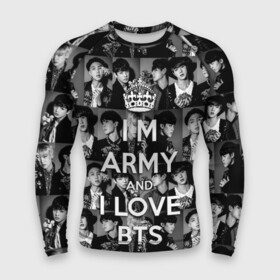 Мужской рашгард 3D с принтом I am army and I lover BTS в Петрозаводске,  |  | bangtan boys | beyond the scene | boyband | boys | bts | chin | chonguk | collage | crown | edm | flowers | hip hop | jimin | jj hope | k pop | photo | r  b | rm | south korean | suga | wee | бойбенд | ви | джей хоуп | коллаж | корона | мальчики | с