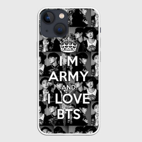 Чехол для iPhone 13 mini с принтом I am army and I lover BTS в Петрозаводске,  |  | bangtan boys | beyond the scene | boyband | boys | bts | chin | chonguk | collage | crown | edm | flowers | hip hop | jimin | jj hope | k pop | photo | r  b | rm | south korean | suga | wee | бойбенд | ви | джей хоуп | коллаж | корона | мальчики | с